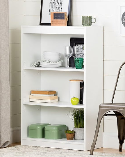 South Shore Axess 3-Shelf Bookcase, Pure White - LeafyLoom