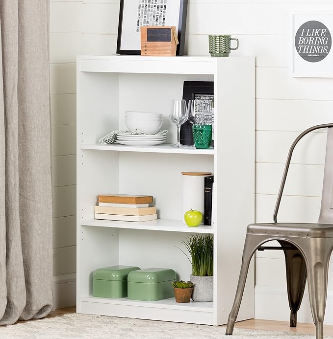 South Shore Axess 3-Shelf Bookcase, Pure White - LeafyLoom