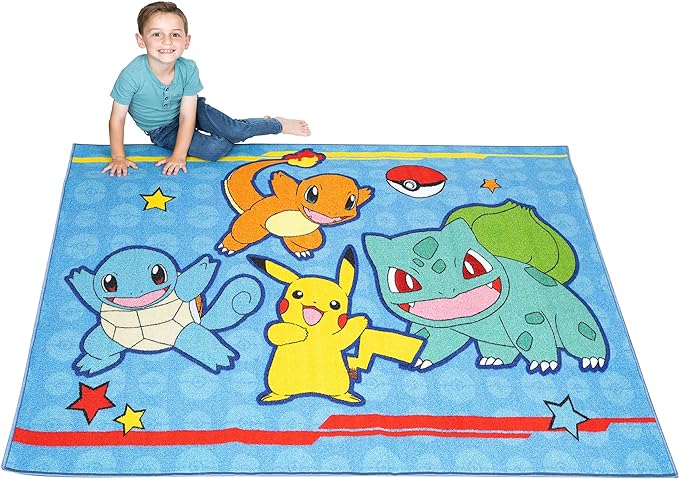 Franco Kids Room Non Slip Area Rug, 69 in x 52 in, Pokemon - LeafyLoom