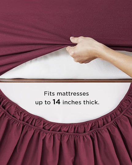 Bedsure Burgundy Full Size Comforter Set - 7 Pieces Solid Full Bed in a Bag, Full Bed Set Burgundy with Comforters, Sheets, Pillowcases & Shams - LeafyLoom