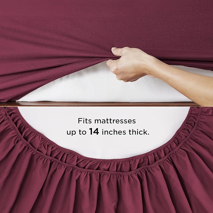 Bedsure Burgundy King Size Comforter Set - 7 Pieces Solid King Bed in a Bag, King Bed Set Burgundy with Comforters, Sheets, Pillowcases & Shams - LeafyLoom