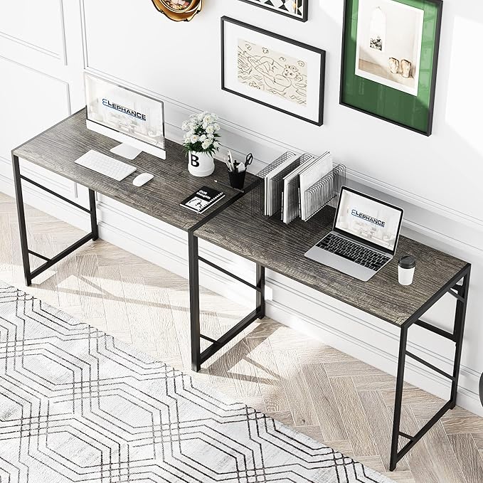 Elephance Folding Desk Writing Computer Desk for Home Office, No-Assembly Study Office Desk Foldable Table for Small Spaces - LeafyLoom