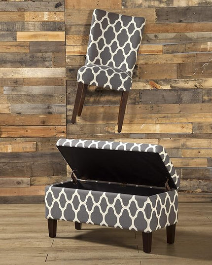 HomePop Parsons Classic Upholstered Accent Dining Chair, Set of 2, Grey and Cream Geometric - LeafyLoom