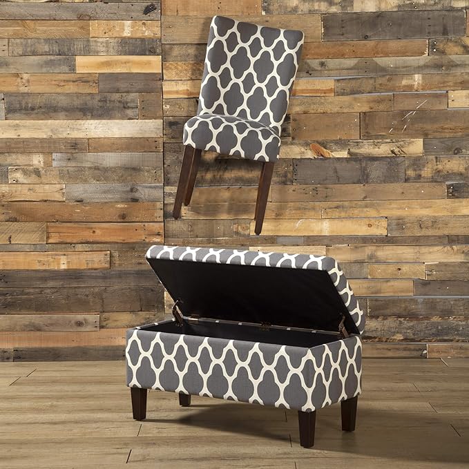 HomePop Parsons Classic Upholstered Accent Dining Chair, Set of 2, Grey and Cream Geometric - LeafyLoom