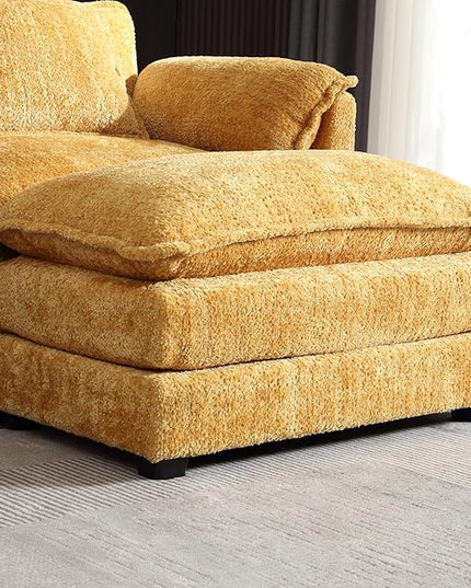 Convertible Modular Sectional Sofa with Reversible Chaise, Modern Chenille Upholstery L-Shaped Boucle Couch 4-Seat Corner Sofa&Couches for Living Room, Apartment and Small Space, Yellow 127.23" - LeafyLoom
