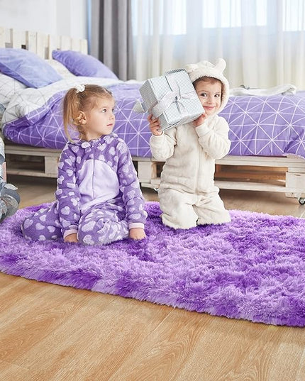 Noahas Oval Fluffy Purple Rug 2.6X5.3 Small Kids Rugs for Bedroom Girls And Boys Aesthetic,Bedside Bedroom Rug,Ultra Soft Runner Carpet Modern Shaggy Nursery Area Rugs Home Decor'' - LeafyLoom