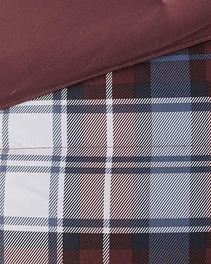 Madison Park Essentials Parkston Plaid Comforter, Matching Sham, 3M Scotchguard Stain Release Cover, Hypoallergenic All Season Bedding-Set, Full/Queen, Red, 3 Piece - LeafyLoom