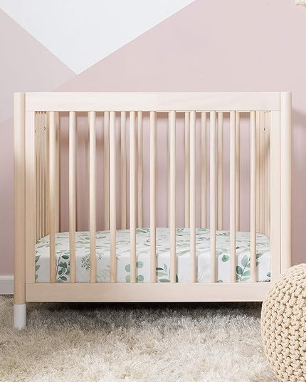 Babyletto Gelato 4-in-1 Convertible Mini Crib in Washed Natural and White, Greenguard Gold Certified - LeafyLoom