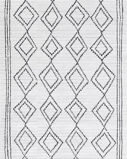 nuLOOM Leo Geometric Striped Machine Washable Ultra Thin Area Rug, 4' x 6', Ivory - LeafyLoom