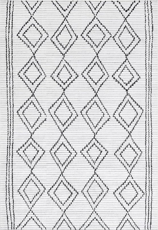 nuLOOM Leo Geometric Striped Machine Washable Ultra Thin Area Rug, 8' x 10', Ivory - LeafyLoom