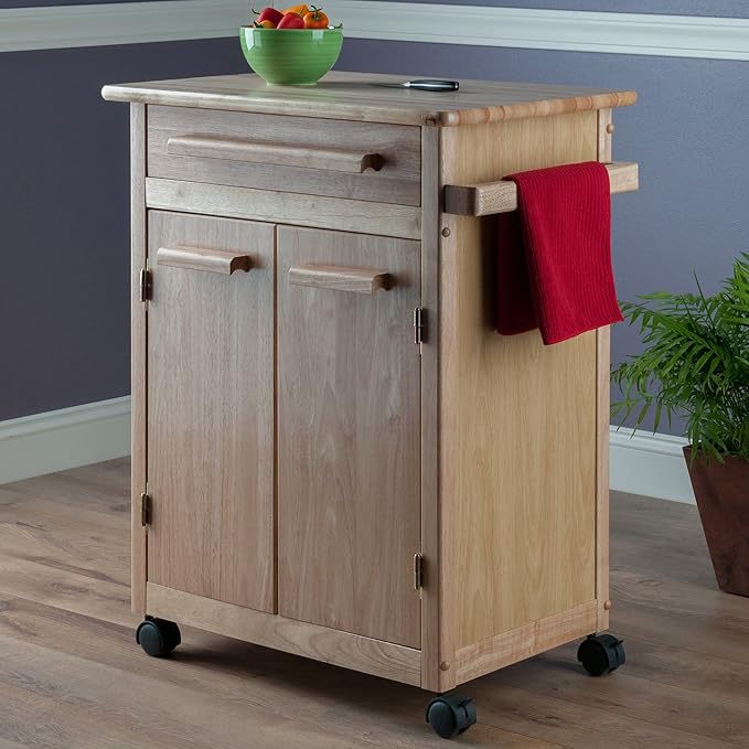 Winsome Wood Kitchen Cart, Natural, Single Drawer (82027) - LeafyLoom