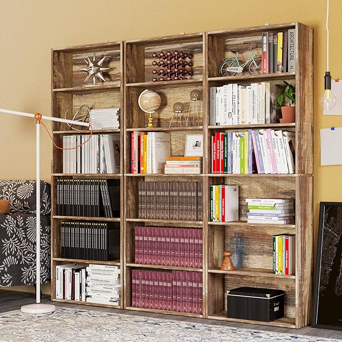 IRONCK Bookshelves and Bookcases Floor Standing 6 Tier Display Storage Shelves 70in Tall Bookcase Home Decor Furniture for Home Office, Living Room, Bed Room - LeafyLoom