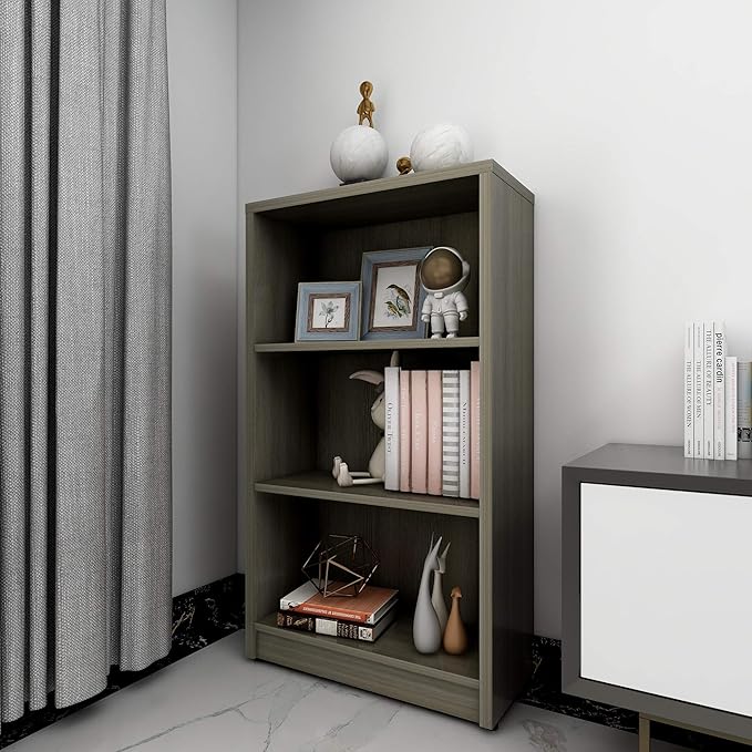 3 Shelf Wood Bookcase Freestanding Display Shelf Adjustable Layers Bookshelf for Home Office Library Small Narrow Space(Grey, 3-Layers,24.4W x 11.6D x 44.1H inch) - LeafyLoom