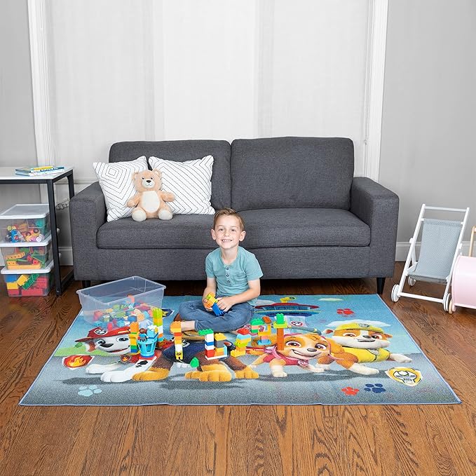 Franco Paw Patrol Kids Room Decor Bundle with Area Rug (69 in x 52 in) and Window Curtains (82 in x 63 in) - LeafyLoom