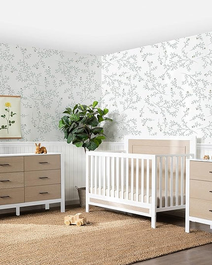 Carter's by DaVinci Radley 4-in-1 Convertible Crib in White & Coastwood, Greenguard Gold Certified - LeafyLoom