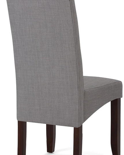 SIMPLIHOME Cosmopolitan Parson Dining Chair (Set of 2), Dove Grey Linen Look Fabric and SOLID WOOD, Square, Upholstered, For the Dining Room, Transitional Modern - LeafyLoom