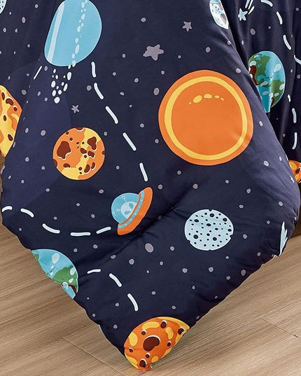 for Kids My Universe Hearts 4-Piece Comforter Set - Beautiful Motif Design Bedding Set with Embrodery Print - LeafyLoom
