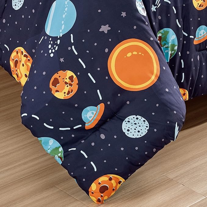 for Kids My Universe Hearts 4-Piece Comforter Set - Beautiful Motif Design Bedding Set with Embrodery Print - LeafyLoom