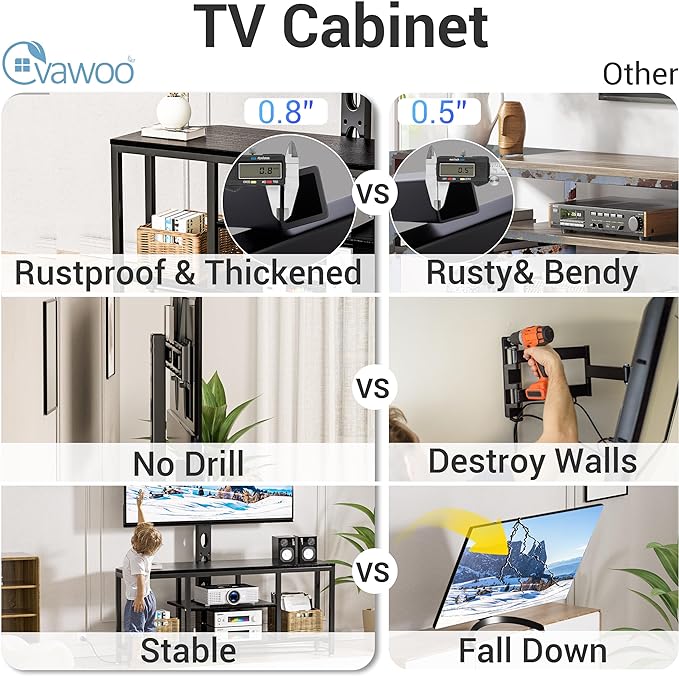 Corner TV Stand LED, Universal TV Mount Stand for 32-60" TV, Height Adjustable Swivel TV Console Wood & Steel Entertainment Center with Mount, Cabinet, Power Outlet, Colorful LED Light, Black - LeafyLoom