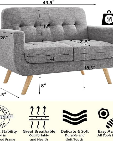 ROSEVERA Elena Contemporary Accent Armchair with Linen Upholstery Living Room Furniture, Gray - LeafyLoom