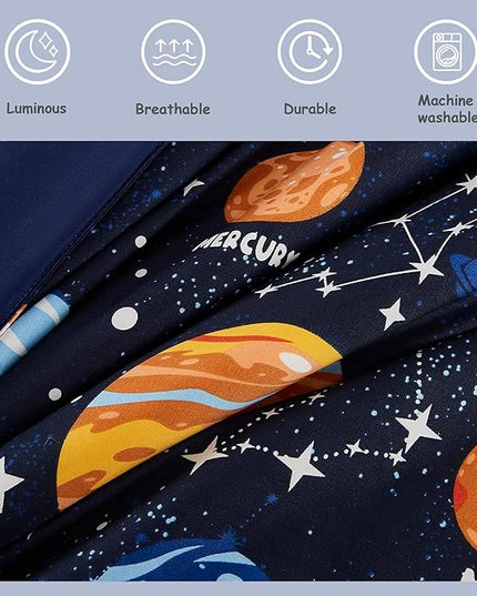 Twin Comforter Set with Sheets - 5 Pieces Kids Twin Bedding Sets, Glow in The Dark Space Twin Bed in a Bag with Comforter, Sheets, Pillowcase & Sham - LeafyLoom