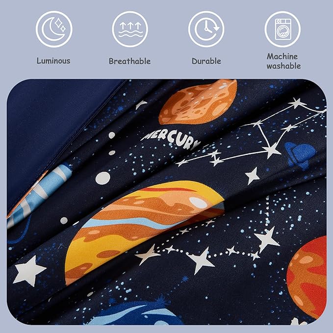 Full Size Comforter Sets - Bedding Sets Full 7 Pieces, Glow in The Dark Bed in A Bag Full, Lightweight Space Bedding Sets for Kids, Teens - LeafyLoom