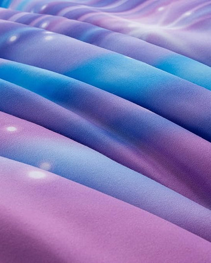 Btargot Super Soft 6 Pieces Gradient Star Ring Comforter Set, Colorful Glitter Rainbow Star Pattern Bedding Set for Boys Girls Teens, Full Purple - LeafyLoom