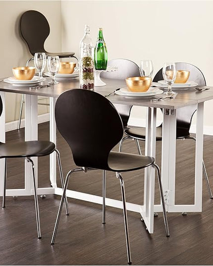SEI Furniture Driness Drop Leaf Console to Dining Convertible Table, Weathered Gray, White - LeafyLoom