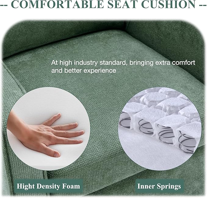 COLAMY 360° Swivel Accent Chair Set of 2, Upholstered Fabric Leisure Armchair with Lumbar Pillow for Living Room Bedroom Home Office, Green - LeafyLoom