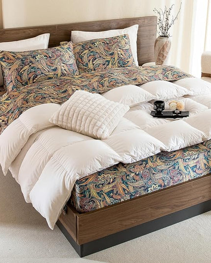 QSH Boho Bed Sheets Queen Size - 100% Egyptian Cotton Sheets Elegant Paisley Flower Pattern Printed Bedding Sheets Queen Size Bohemian Bedding 4pcs Deep Pockets Bed Sheets - LeafyLoom