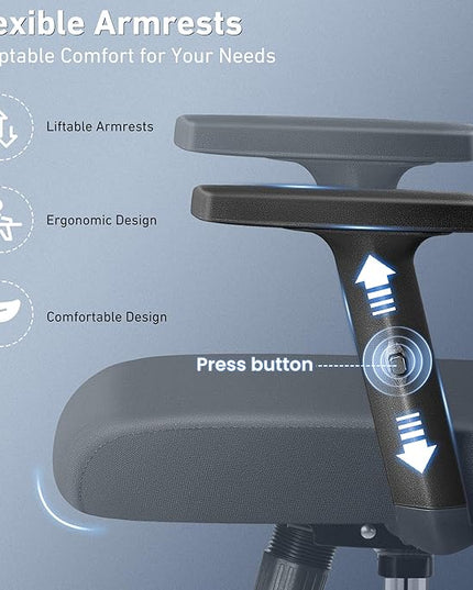 Office Chair, Ergonomic Desk Chair High Back Computer Chair Swivel Mesh Task Chair with Adjustable Lumbar Support Armrests Headrest Black - LeafyLoom