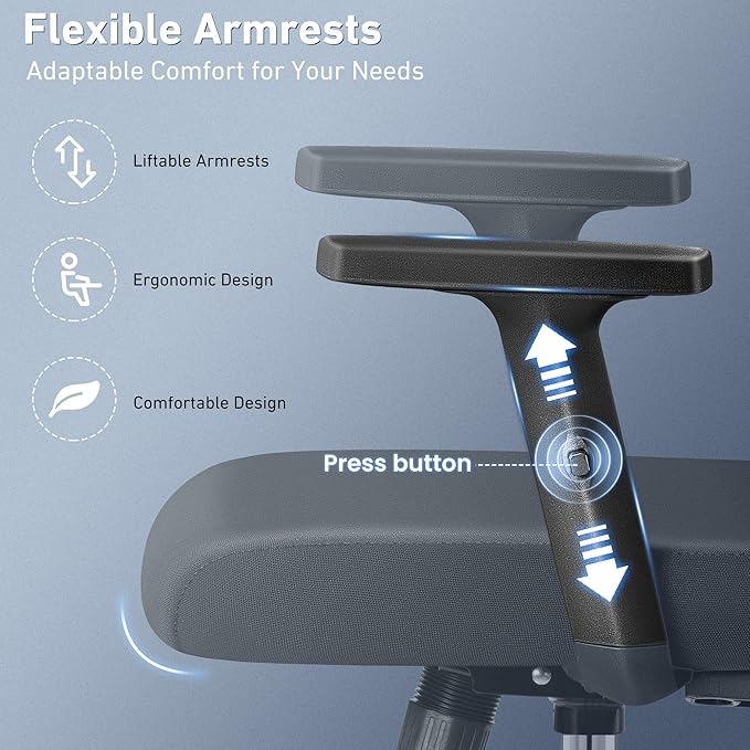 Office Chair, Ergonomic Desk Chair High Back Computer Chair Swivel Mesh Task Chair with Adjustable Lumbar Support Armrests Headrest Black - LeafyLoom