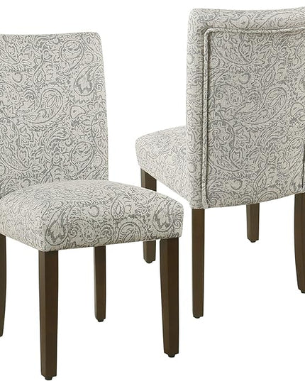 HomePop Parsons Classic Dining Room Tables and Chairs, Pack of 2, Light Grey Floral - LeafyLoom
