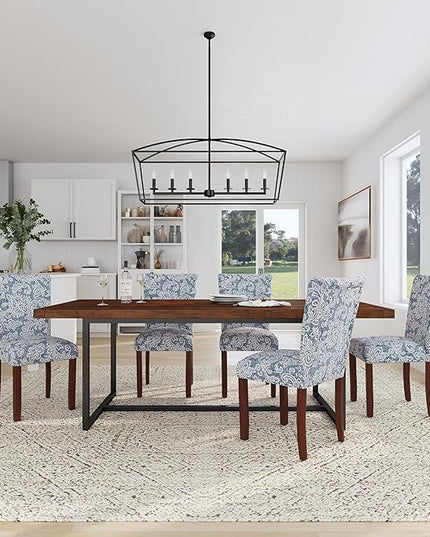 HomePop Classic Parsons Dining Chairs, Pack of 2, Denim Jacobean Print - LeafyLoom