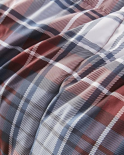 Madison Park Essentials Parkston Plaid Comforter, Matching Sham, 3M Scotchguard Stain Release Cover, Hypoallergenic All Season Bedding-Set, Full/Queen, Red, 3 Piece - LeafyLoom