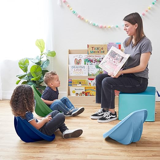 ECR4Kids Leaf Floor Seat, Rocker Chair, Earthtone, 6-Piece - LeafyLoom