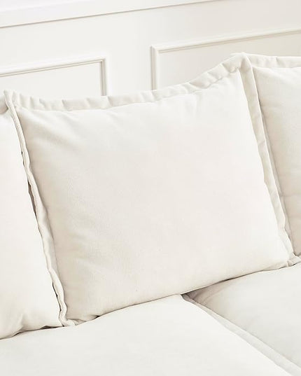 Modern Sleeper Sailboat Sofa Couch Dutch Velvet 3-Seater Cloud Sofa&Couch with Two Pillows for Apartments Office Studio Small Spaces Living Rooms, 88.5", Beige-005 - LeafyLoom