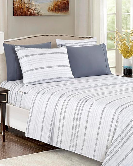 Elegant Comfort Softest and Coziest 6-Piece Sheet Set - 1500 Premium Hotel Quality Microfiber - Deep Pocket, Wrinkle Resistant 6-Piece Floral Bed Sheet Set, Queen, Traci Gray - LeafyLoom