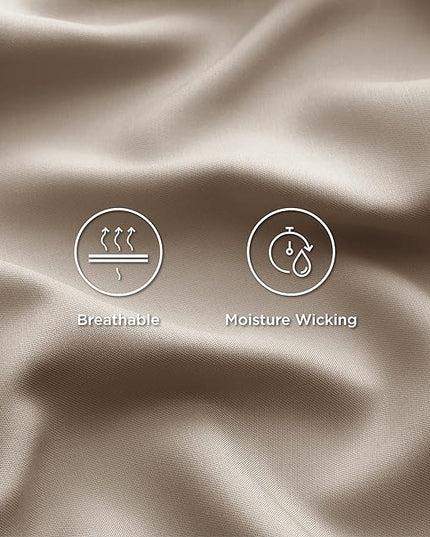 Bedsure California King Sheet Sets, Cooling Sheets, Rayon Derived from Bamboo, Deep Pocket Up to 16", Breathable & Soft Bed Sheets, Hotel Luxury Silky Bedding Sheets & Pillowcases, Simply Taupe - LeafyLoom