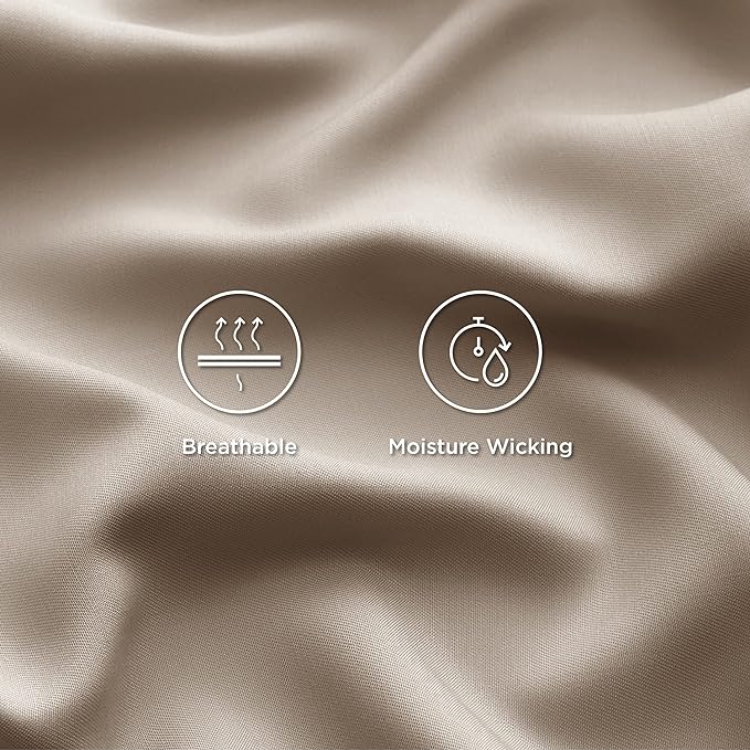Bedsure California King Sheet Sets, Cooling Sheets, Rayon Derived from Bamboo, Deep Pocket Up to 16", Breathable & Soft Bed Sheets, Hotel Luxury Silky Bedding Sheets & Pillowcases, Simply Taupe - LeafyLoom