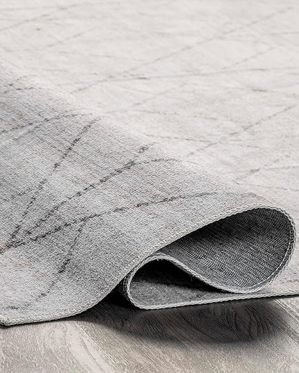 nuLOOM Regan Modern Geometric Machine Washable Ultra Thin Area Rug, 6x9, Light Grey - LeafyLoom