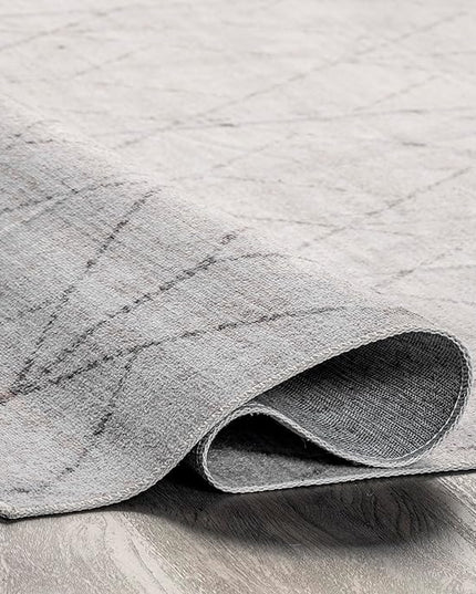 nuLOOM Regan Modern Geometric Machine Washable Ultra Thin Area Rug, 3' x 5', Light Grey - LeafyLoom