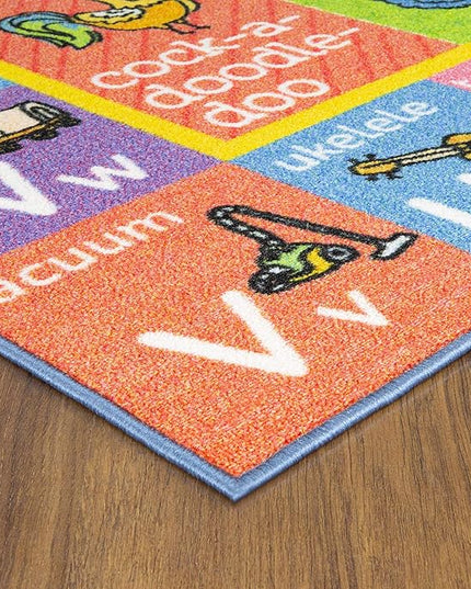 KC Cubs Kids Rug, Baby Play Mat ABC Alphabet with Animals Old MacDonald Educational Learning Game Play Area Non Slip Baby Girl & Boy Carpet for Children Bedroom Toddler Playroom Floor Mat Nursery Rug - LeafyLoom
