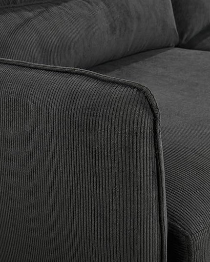 Queen Size Loveseat Sleeper Sofa,3 in 1 Soft Corduroy Upholstered Oversized Convertible Love Seat Sofabed cum Daybed W/Pull Out Sleep Couch Bed and Reclining Backrest for Living Space, 75“, Black - LeafyLoom