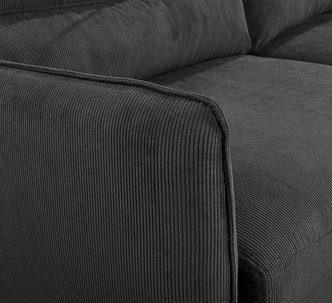 Queen Size Loveseat Sleeper Sofa,3 in 1 Soft Corduroy Upholstered Oversized Convertible Love Seat Sofabed cum Daybed W/Pull Out Sleep Couch Bed and Reclining Backrest for Living Space, 75“, Black - LeafyLoom