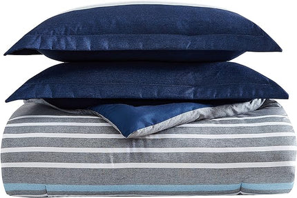 Nautica - Queen Comforter Set, Reversible Bedding with Matching Shams, Home Decor for All Seasons (Heathered Block Grey, Queen) - LeafyLoom