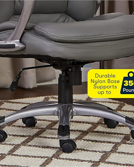 Serta Fairbanks Big and Tall High Back Executive Office Ergonomic Gaming Computer Chair with Layered Body Pillows, Contoured Lumbar Zone, Gray - LeafyLoom