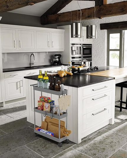 Simple Houseware Kitchen Cart Storage 3-Tier Slim/Super Narrow Shelves with Handle, 26.5'' Height/5.5'' Width for Narrow Place, Grey - LeafyLoom