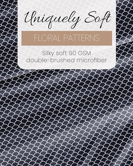 Linen Market 4 Piece Sheet Set Patterned, King, Scallop Navy - LeafyLoom