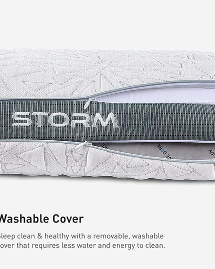 Bedgear Storm Performance Pillow - Size 1.0 - Cooling Bed Pillow for Hot Sleepers - Medium Firmness Pillow for All Sleep Positions, Hypoallergenic, Washable & Removable Cover - 20" W x 26" L x 5.25" H - LeafyLoom